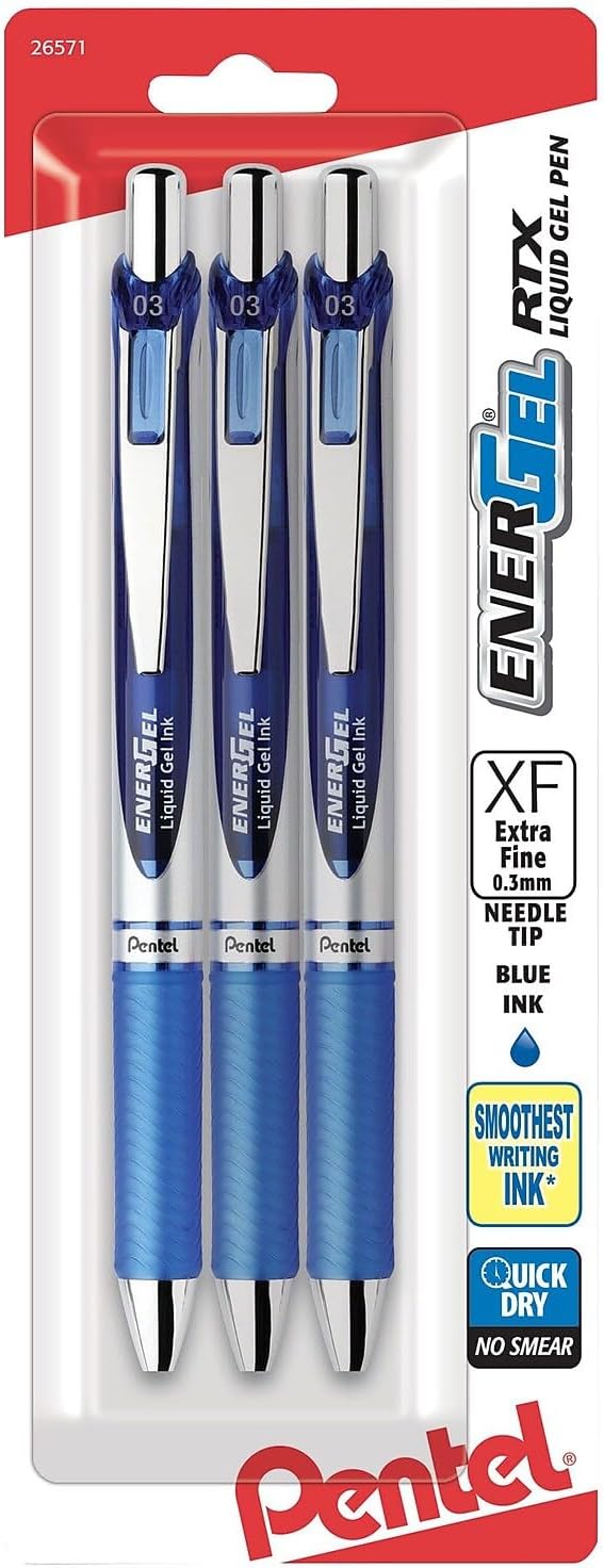 Pentel EnerGel RTX Retractable Liquid Gel Pen, Needle Tip, Extra Fine Line by PentelofAmerica