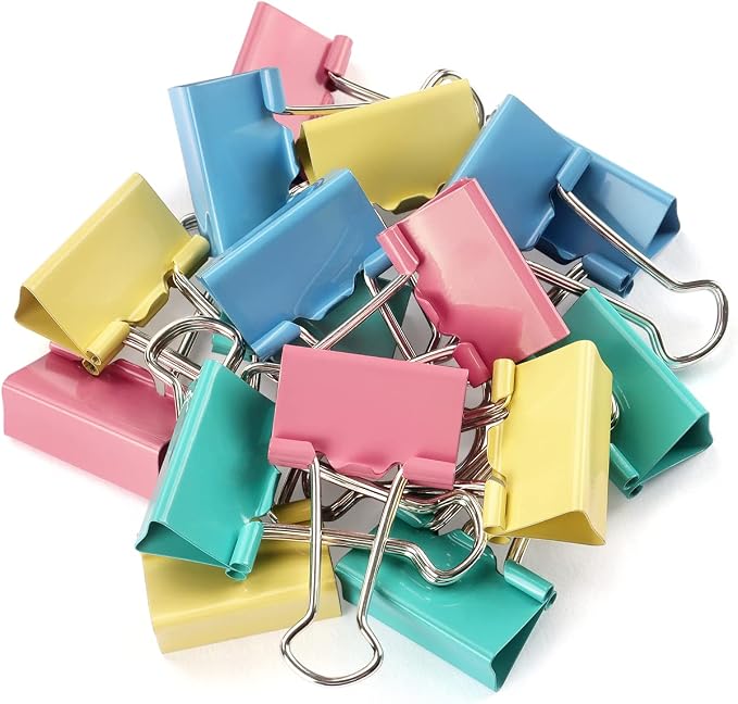 ZZTX Binder Clips Paper Clamps Clips Medium Size, 1.3 Inches, 24 Pieces by ZZTX