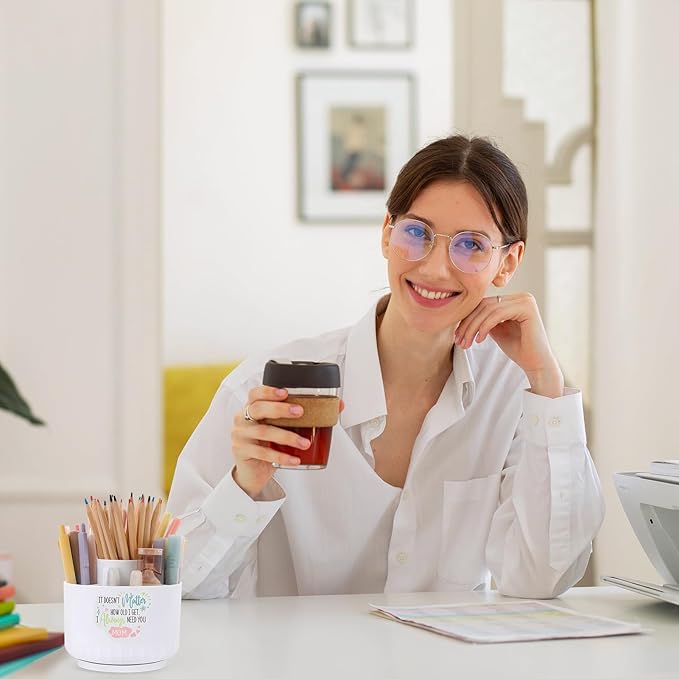 SKYDUE 360 Degree Rotating Desk Organizer, Dual-Purpose Pencil Pen Holder for Desk, Rotating Pencil Cup with Stickers, Office Supplies, Desk Decor for Office, School, Home-DeskLoop Office