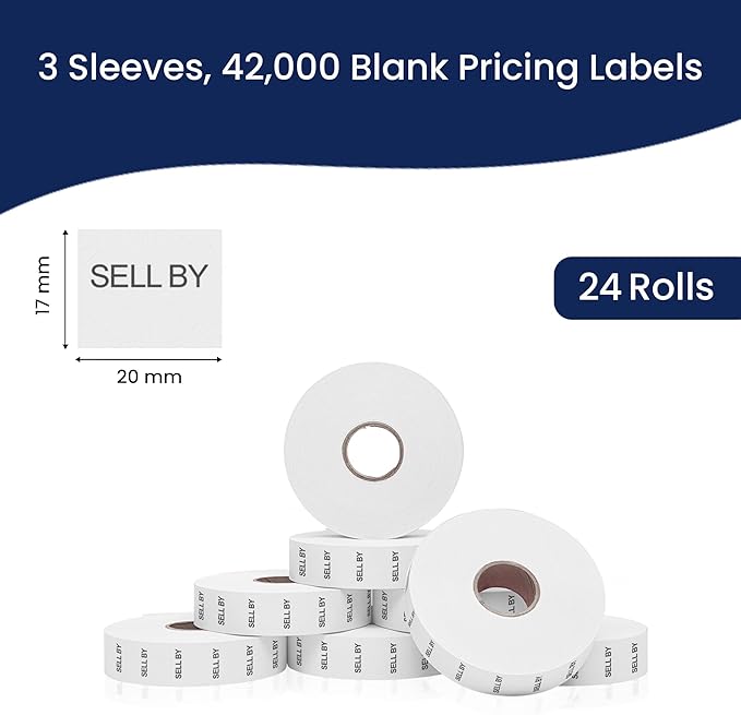 Perco Sell by Labels Pricing Labels for Monarch 1136 Price Gun -3 Sleeves 24 Rolls 42,000 Labels-DeskLoop Office