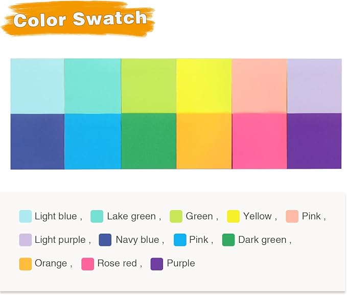 12 Pack Bright Colors Sticky Notes 3x3 Inch, Strong Sticky Self-Adhesive - Image 2