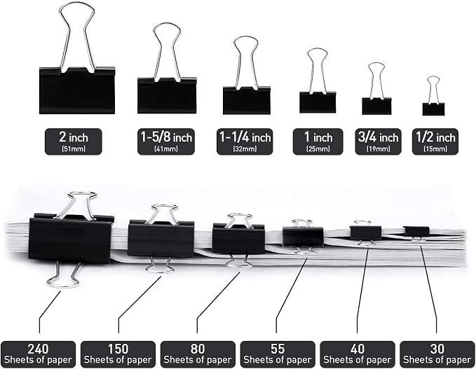 Small Binder Clips, 288 Pack, 3/4 Inch, Standard 19mm, Paper Clips, Fold Clamp - Image 3