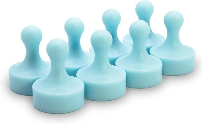 GLASSBOARD STUDIO Powerful Neodymium Magnets, Pawn-Shaped - Strong Fridge/Refrigerator and Whiteboard Magnet, Ideal for Office, Kitchen, Crafts - Rare Earth, Heavy Duty (8, Breezy Blue)-DeskLoop Office
