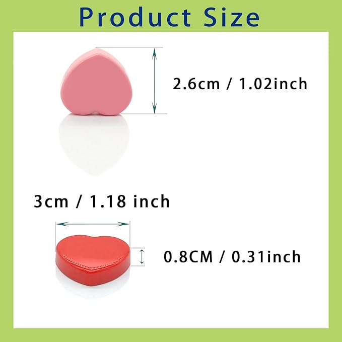 Fridge Magnets, 60 Pcs Mini Cute Magnets for Fridge, Locker, Kitchen, Office (10 Colors, Heart)-DeskLoop Office