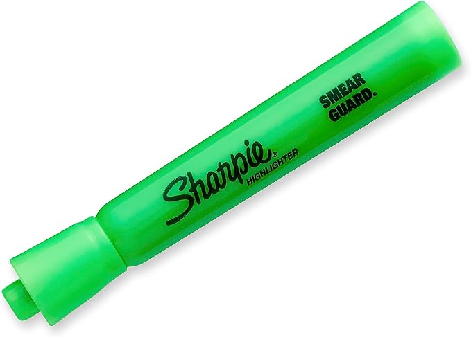 SHARPIE Tank Style Highlighters, Chisel Tip, Fluorescent Green, Box of 12 - Image 2