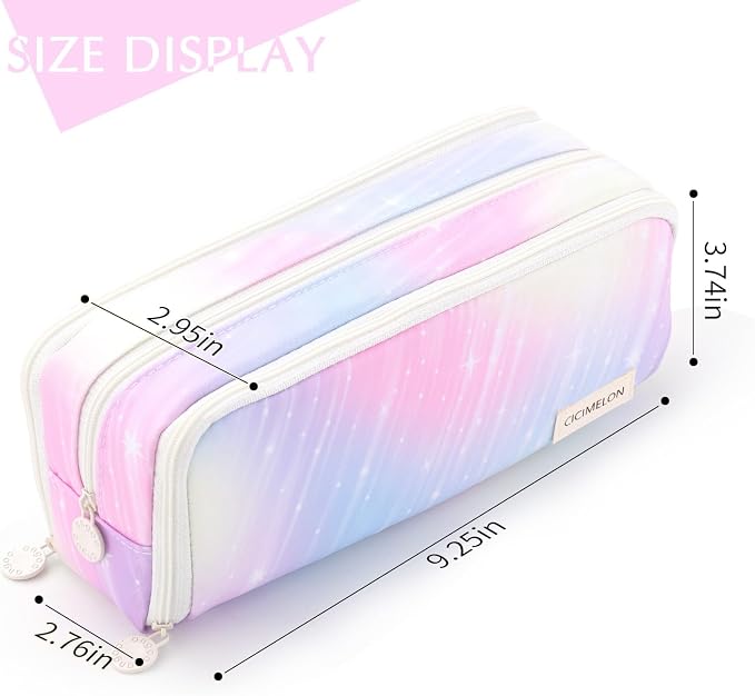 CICIMELON Large Capacity Pencil Case 3 Compartment Pouch Pen Bag - Image 5