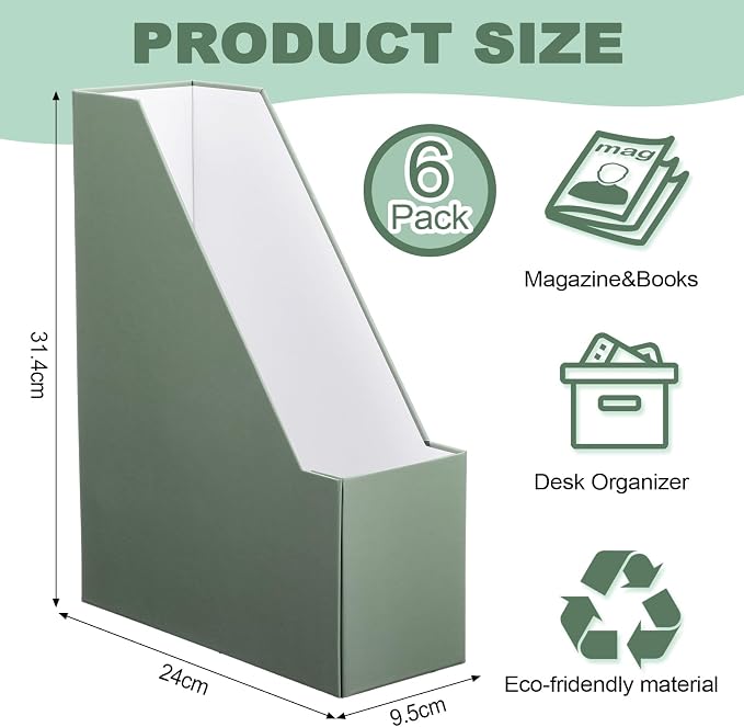 Feifeiya Magazine File Holder Set of 6 Stylish Sturdy Cardboard File Boxes Desk - Image 2