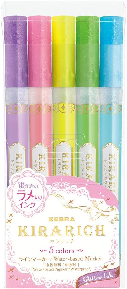 Zebra Glitter Highlighter, 5 Color Set by ZebraPen
