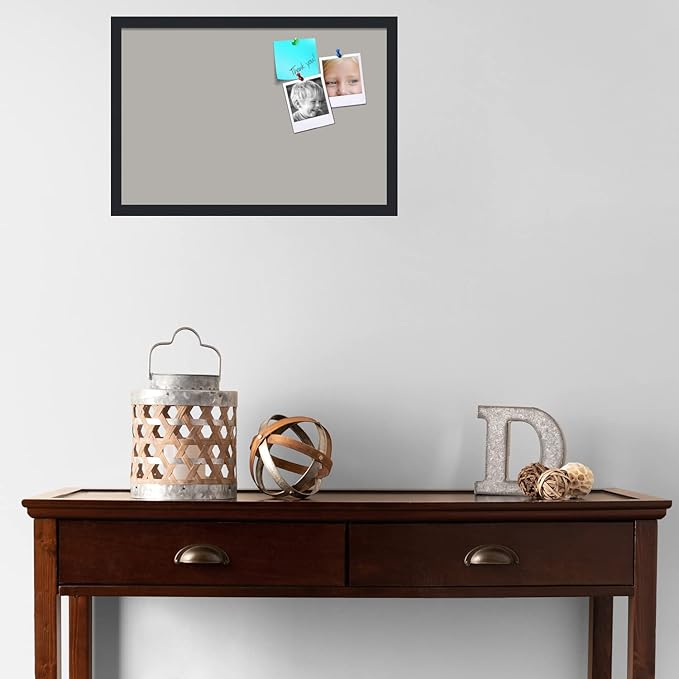 PinPix 24x16 Inch Cork Bulletin Board. This Decorative Framed Pin Board Comes with Dark Stone Design and a Satin Black Frame. Ideal for Home Office Decor or Message Board (PinPix-1808)-DeskLoop Office