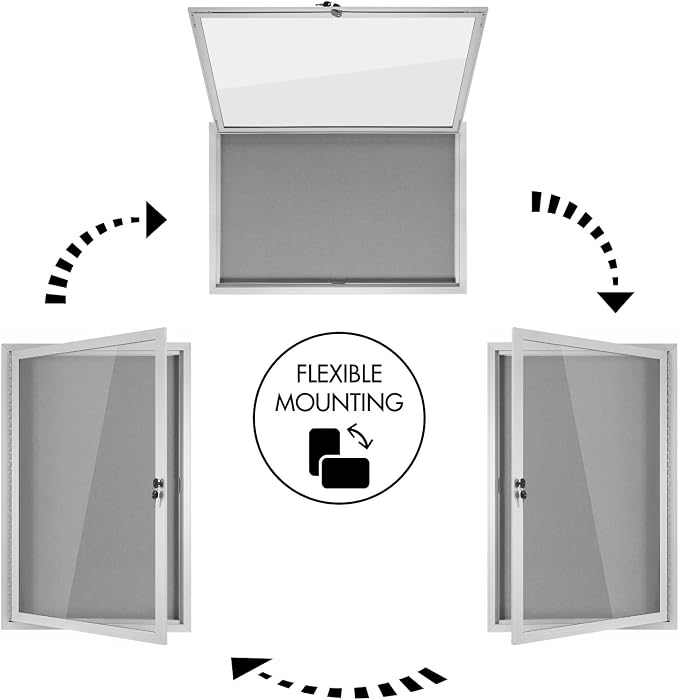 INNOVART Enclosed Bulletin Board 36” x 24”, Lockable Fabric Noticeboard - Image 5
