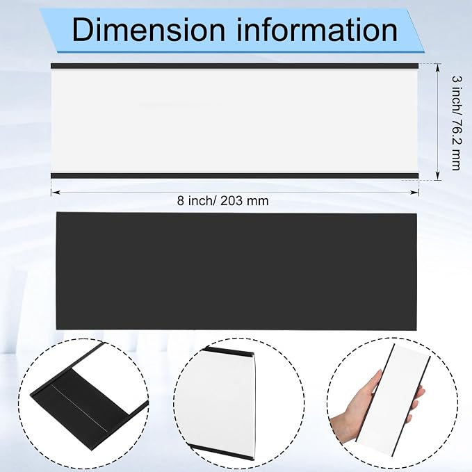 Gueevin 100 Pcs Magnetic C Channel Label Holders 3 x 8 Inch Label Holders - Image 3