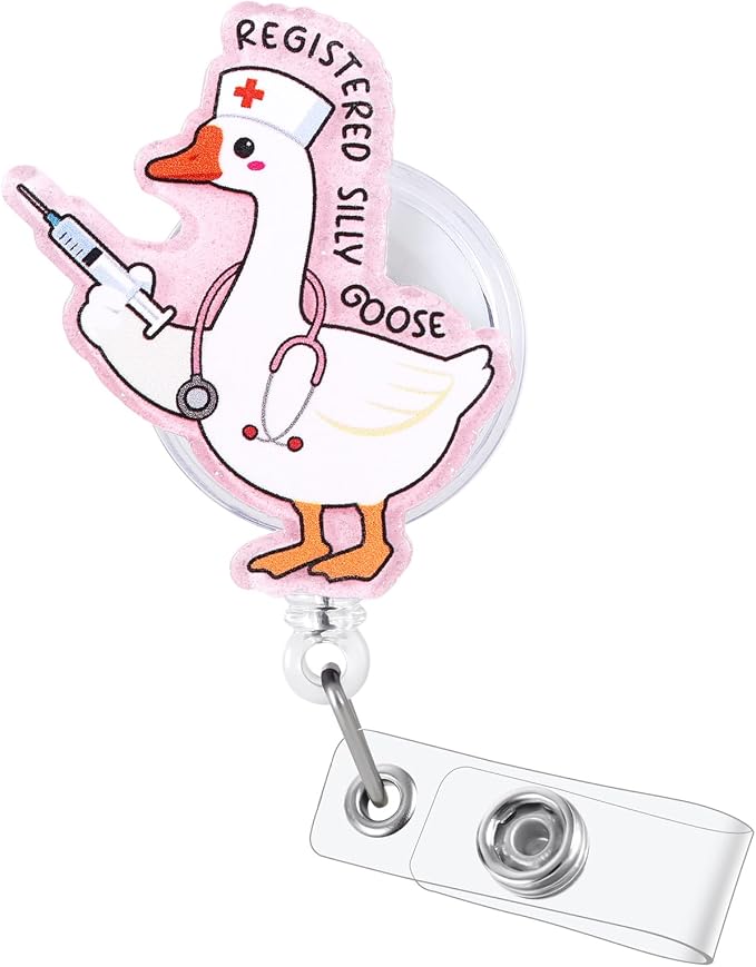 Registered Silly Goose Funny Nurse Badge Reel, Cute Retractable ID Badge Holder by LINAYOHA