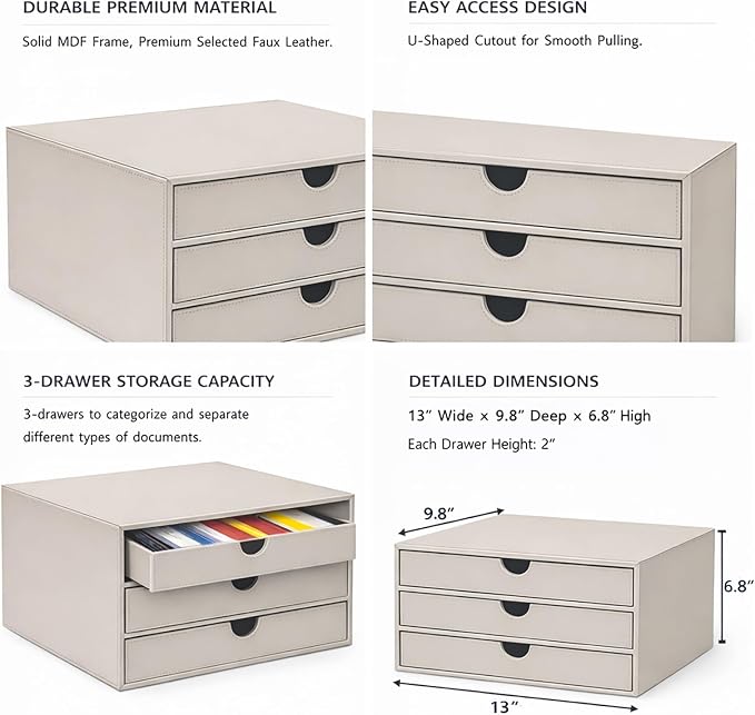 UnionBasic Document Organizer, 3-Drawer File Cabinet Document Storage Box - Image 3