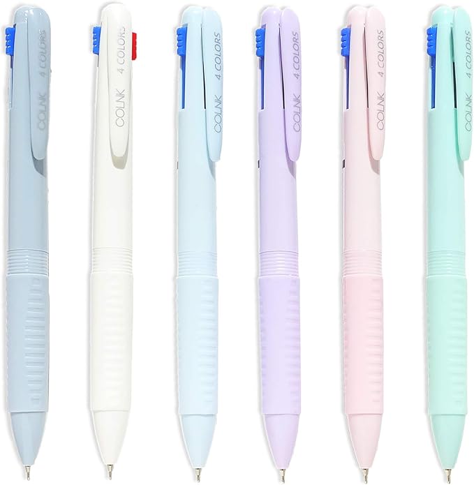 COLNK Multicolor Ballpoint Pen 0.5, 4-in-1 Colored Pens Fine Point, Ballpoint by COLNK