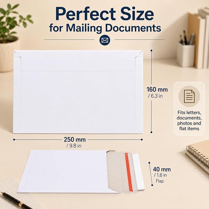 RHBLME 100PCS Stay Flat Mailers, 6x10 Inch Rigid Mailers Cardboard Envelopes - Image 2