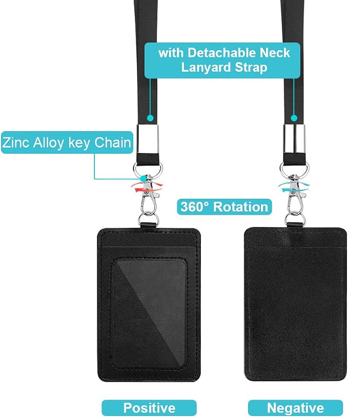 DUPENCD 2 Pack Badge Holders, Vertical PU Leather ID Badge Card Holder - Image 3
