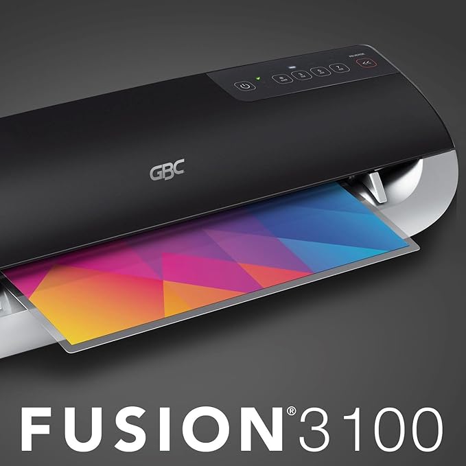 GBC Thermal Laminator Machine, Fusion 3100L, 12 Inch, 1 Min Warm-up, 3-7 Mil, with 30 EZUse Laminating Pouches for Home, Office and Classroom, Black (1703076)-DeskLoop Office
