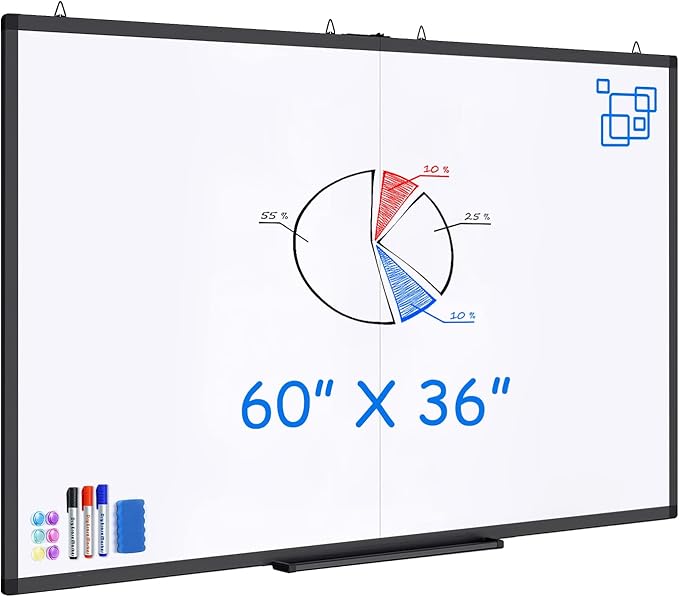 Large Magnetic Whiteboard, maxtek 60 x 36 Magnetic Dry Erase Board Foldable by Maxtek