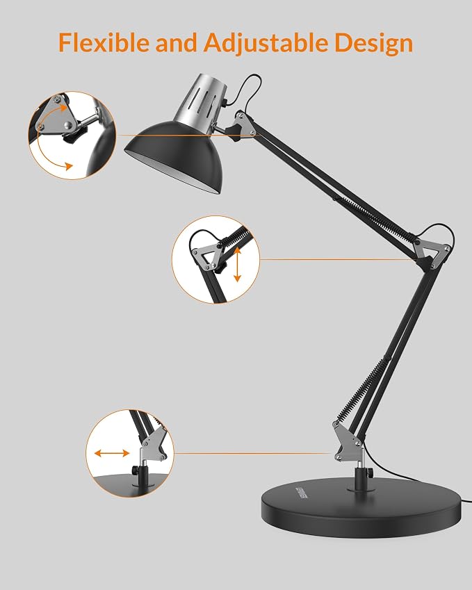 LEPOWER Metal Desk Lamp, Adjustable Goose Neck Architect Table Lamp - Image 7