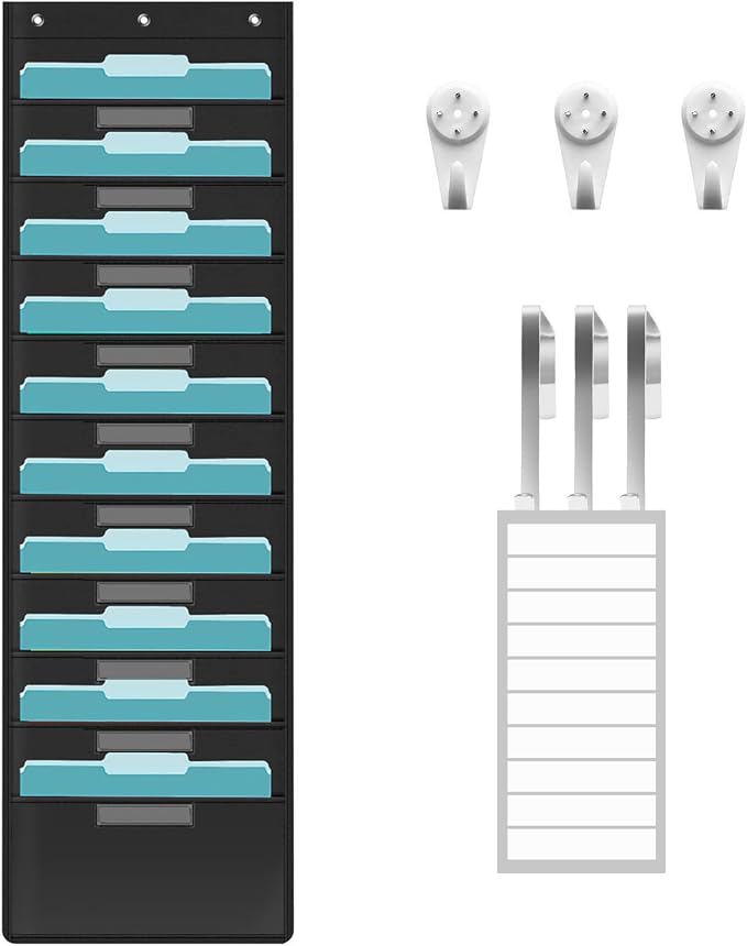 KIKIGOAL 10 Pockets Hanging Wall File Organizer, Heavy Duty Storage Pocket Chart by KIKIGOAL+FITNESS