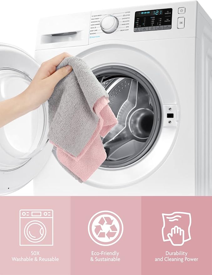 Fantasticlean Microfiber Cleaning Cloth Roll -40 Pack, Tear Away Microfiber Towels, 12" x 12", Reusable, Washable, Scratch Free, Ultra Absorbent Dish Rags for Car, Home, Garage or Shop (Pink)-DeskLoop Office