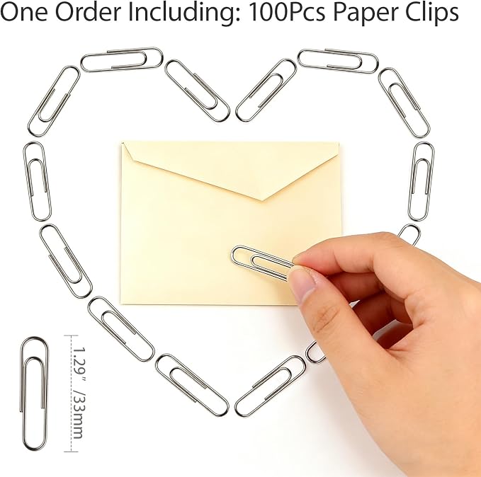 Paper Clips 100 Pcs 1.3 Inch Medium Silver Paperclips - Image 2