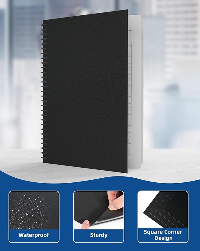 Dynta Binding Covers 120 Pack Black Sand-Textured Report Covers Sheets for Binding, Letter Size 8-1/2 x 11 Inches, 14 mil Presentation Binder, Office Supplies, Un-Punched, Square Corners-DeskLoop Office