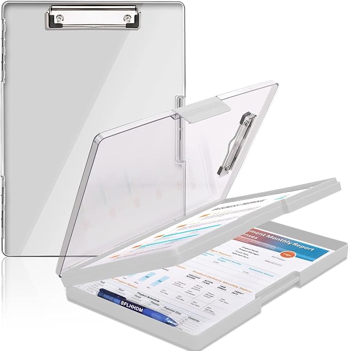 SFLHHDM Clipboard with Storage, Heavy Duty Clip Boards 8.5x11 with 2 Storage by SFLHHDM
