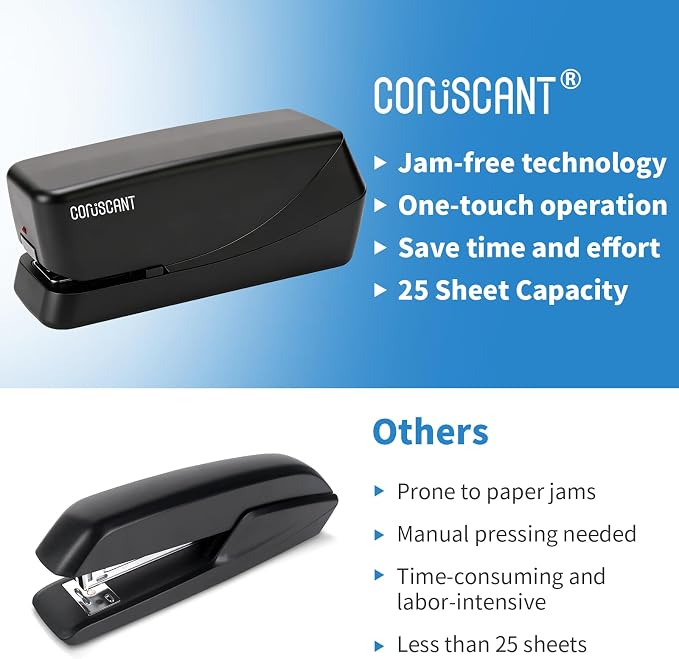 Coruscant Electric Stapler, No Jam Easy Reload, 25 Sheet Automatic Staplers - Image 7