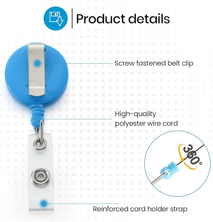 Zonon 100 Pcs Retractable Badge Reel Clips ID Card Holder Reel - Image 5