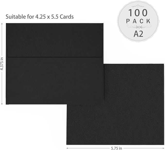 100 Pack Black A2 Envelopes Self Seal, Goefun 120 GSM Printable 4.375 x 5.75 - Image 3