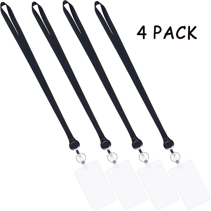4Pack Black Lanyards with Retractable Reel and Vertical ID Badge Holder | - Image 5