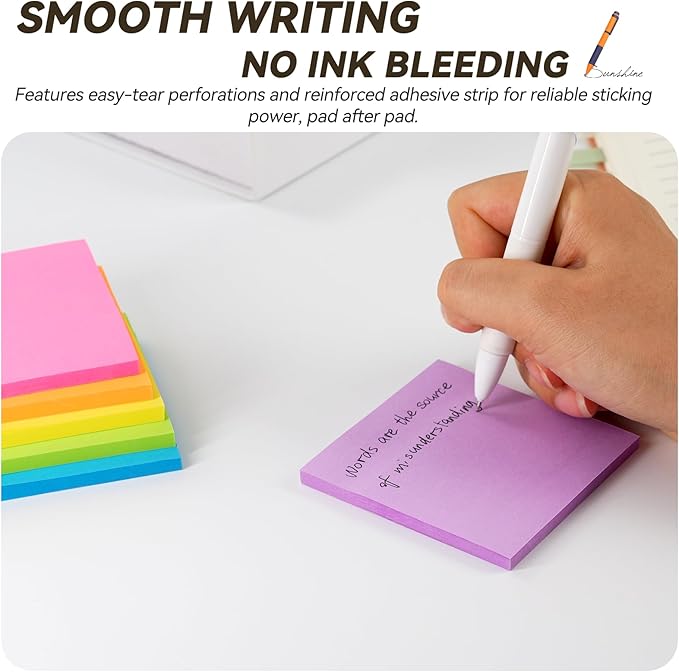 (12 Pack) Sticky Notes 3x3 + 1.5x2 in Small Sticky Note, Self-Sticky Note Pads | Sticks Strong & Removes Clean | Recycled Paper Cute Sticky Notes to School Supplies, Office Products, 6 Colors-DeskLoop Office