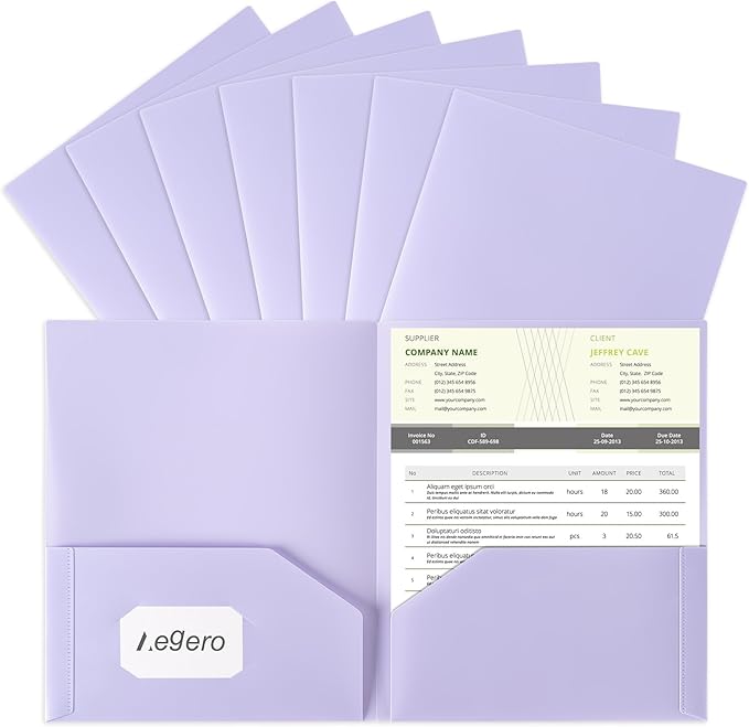 Aegero Plastic Folders with Pockets, Durable Heavy Duty File Folders with by Unknown