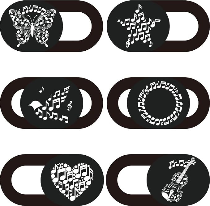 6Pcs 6 Styles Laptop Camera Cover Music Notes Privacy Guard Accessories by PRESSINART