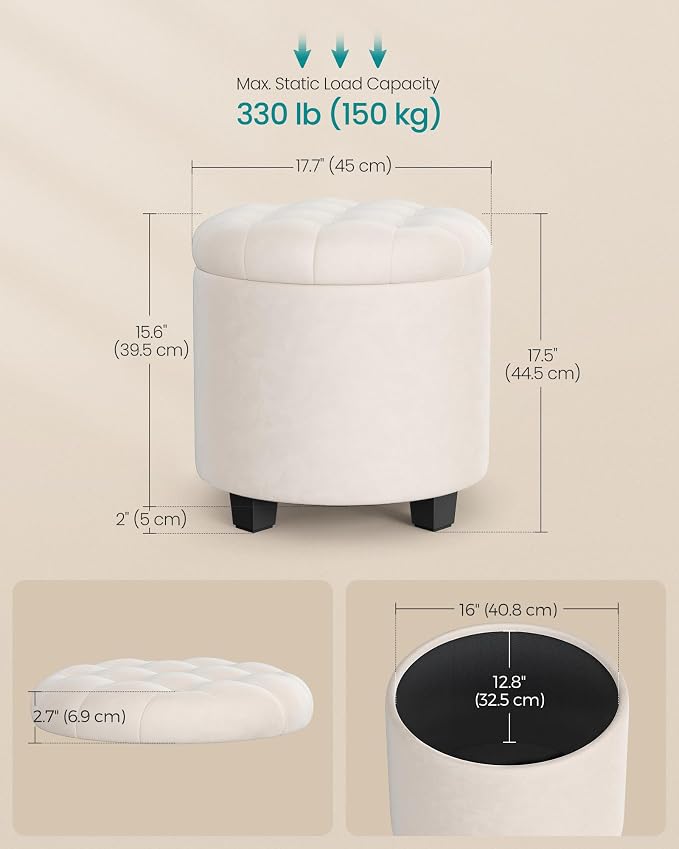 SONGMICS Round Ottoman, Ottoman - Image 3