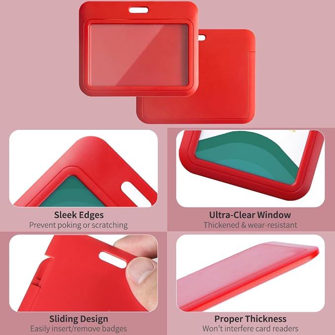 15 Pack Sliding ID Badge Holder Horizontal Hard Plastic Card Case Protector - Image 4