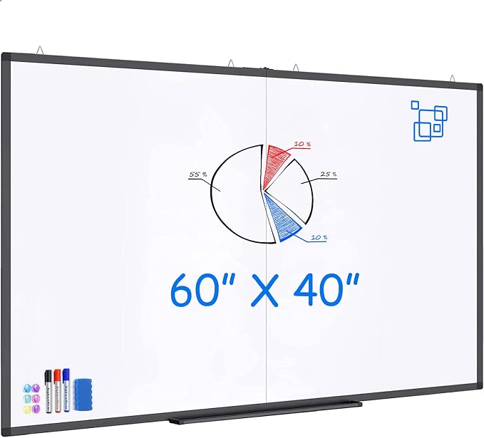 White Board Dry Erase 60x40, Maxtek Large Magnetic Whiteboard Black Dry Erase by Maxtek