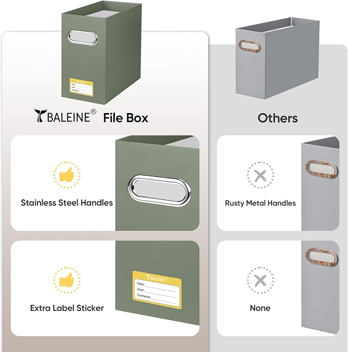 BALEINE File Organizer Box, Cardboard File Folder Organizer - Image 5