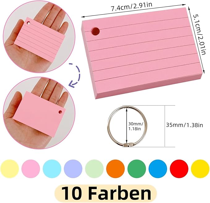 1000 Pcs Index Cards 2.91 x 2.01 Inch Color Flash Cards - Image 2