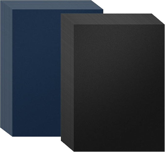 100 Pack Binding Covers Set, 8.5x11 Inches, Including 50 Pcs 12 Mil Navy Color Plastic Binding Covers, 50 Pcs 12 Mil, Black Color Plastic Binding Covers, Sand Textured-DeskLoop Office