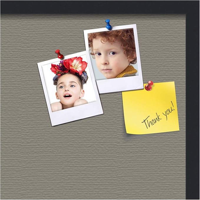 PinPix 24x24 Inch Cork Bulletin Board. This Decorative Framed Pin Board Comes with Pewter Design and a Satin Black Frame. Ideal for Home Office Decor or Message Board (PinPix-1812)-DeskLoop Office