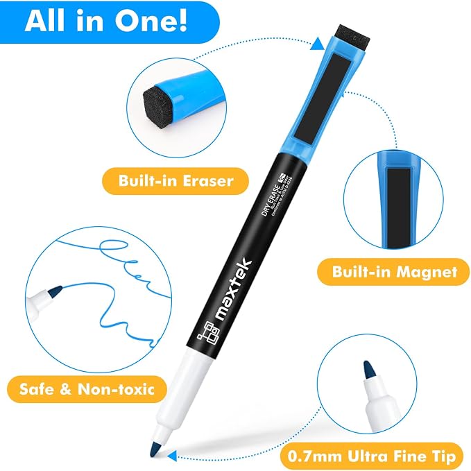 maxtek Magnetic Dry Erase Markers Ultra Fine Tip, 0.7mm Extra Fine Point Thin - Image 6