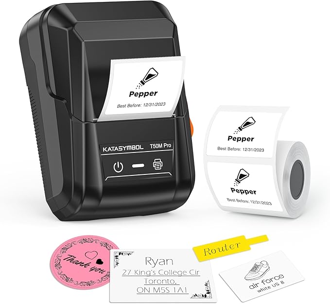 SUPVAN T50M Pro Bluetooth Label Maker Machine with Tape, Wide Waterproof Label, Versatile App with 40 Fonts and 450+ Icons, Inkless Labeler for Home, Kitchen, School, Office Organization, Black-DeskLoop Office