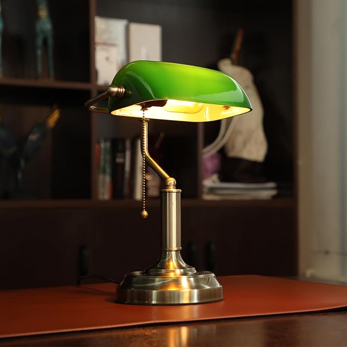 TORCHSTAR Green Glass Bankers Desk Lamp - Image 2