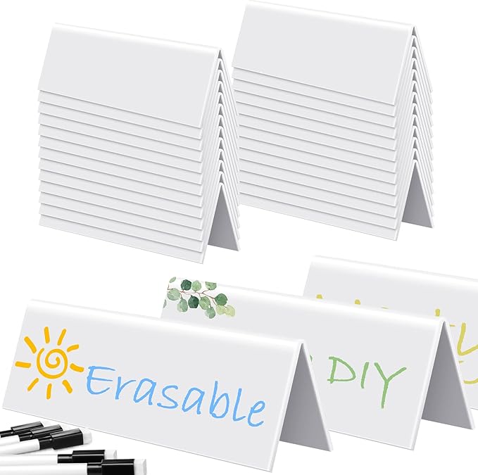 Fainne 60 Sets Dry Erase Name Tent Cards by Fainne