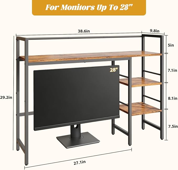 HavenlyYouth Desk Shelf, 38.6 Inch Wood Desk Organizer Shelf - Image 3