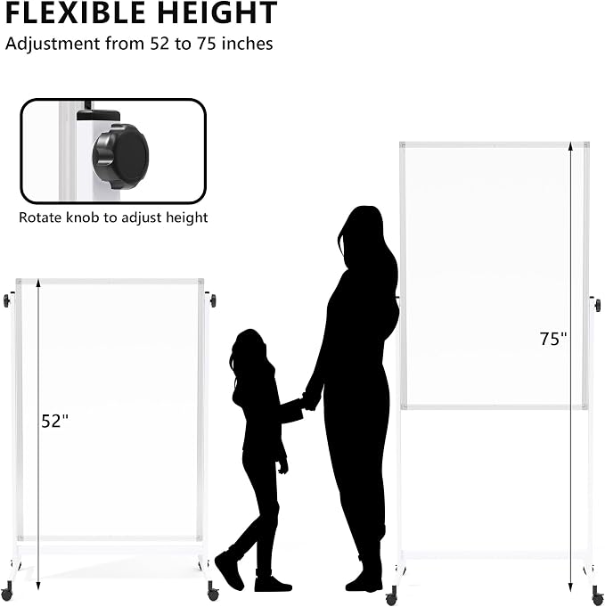 Large Rolling Whiteboard on Wheels, Portable Standing Magnetic Dry Erase Board - Image 3