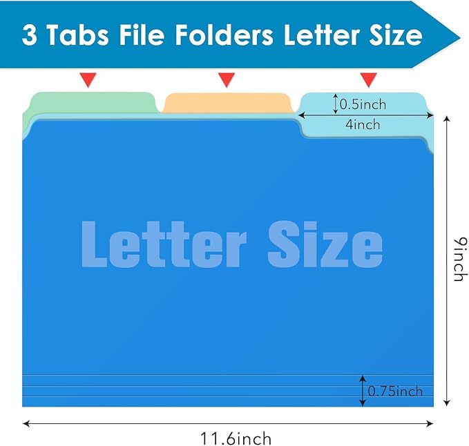 Two Tone Color File Folders 8.5 x 11 Inch, 1/3 Cut Tab File Folder Letter Size - Image 2