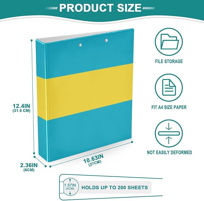 Flag of The Bahamas 3-Ring Binder, 1.5 Inch D-Ring Organizer Folder Clipboard - Image 5